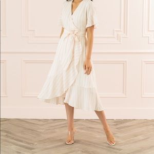 Rachel Parcell stripped ruffle wrap dress